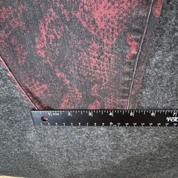 Paige Jeans Women's 31 Red Black Snakeskin Print Hoxton Ultra Skinny Pants USA - Picture 7 of 9